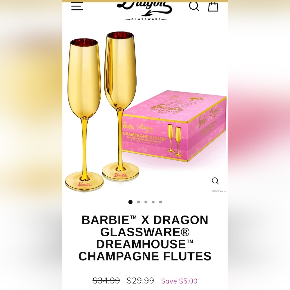 Barbie x Gold Champagne Flutes